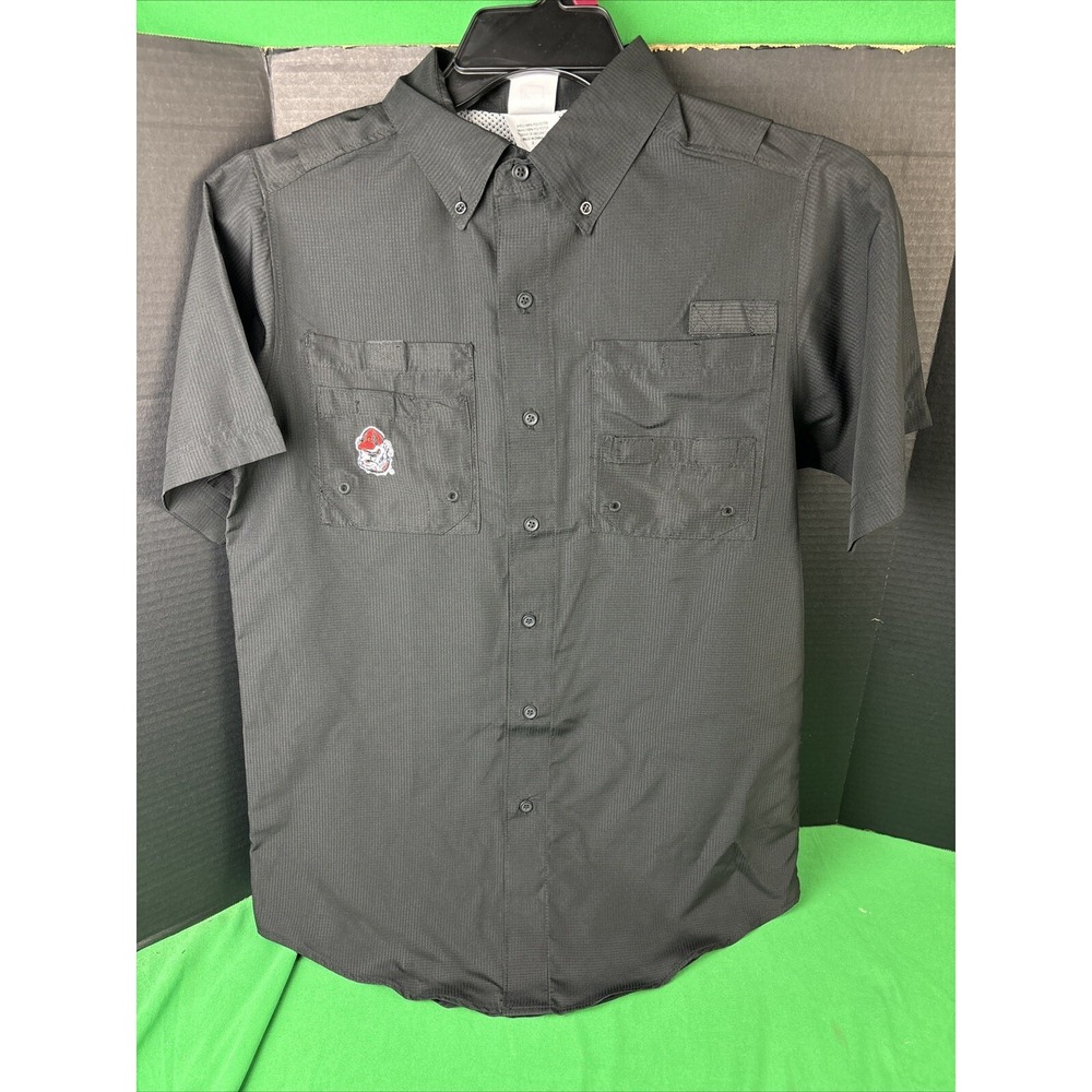 Pro Edge Georgia Bulldogs Fishing Shirt Mens Medium Black Button Down UPF 50+